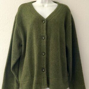 VINTAGE JANTZEN GREEN CARDIGAN WOOL BLEND SWEATER